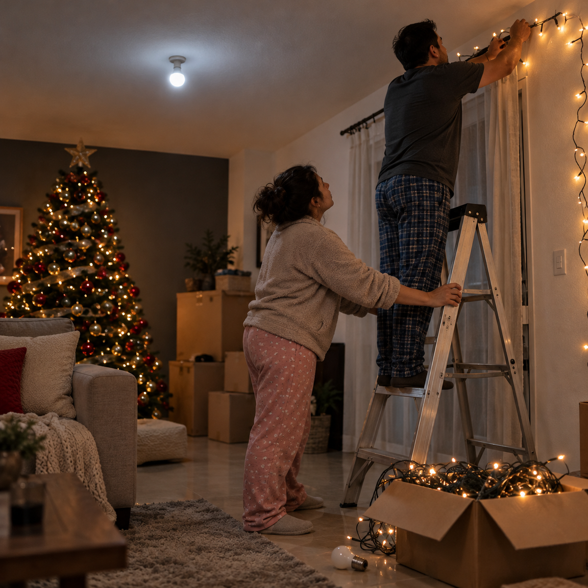 Proyector navideño USB con luces de colores
